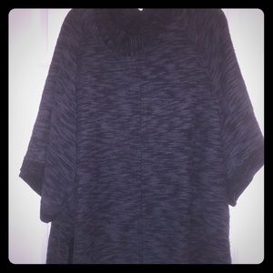 Poncho sweater jacket with zipper